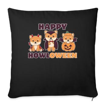 Shiba Inu Happy Howloween Pumpkin Vampire Costume - Sofa pillowcase 17,3'' x 17,3'' (45 x 45 cm) - black - Front