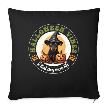 Halloween Witch Hat Pumpkin Dog Doberman - Sofa pillowcase 17,3'' x 17,3'' (45 x 45 cm) - black - Front