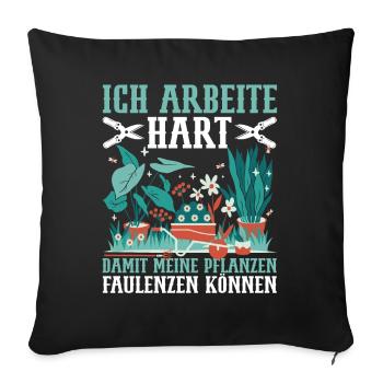 Gartenarbeit im Schrebergarten Blumen Gärtnerin - Sofakissenbezug 45 x 45 cm - Schwarz - Vorne
