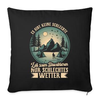 Biwak Zelten Campingkocher Biwakieren - Sofakissenbezug 45 x 45 cm - Schwarz - Vorne