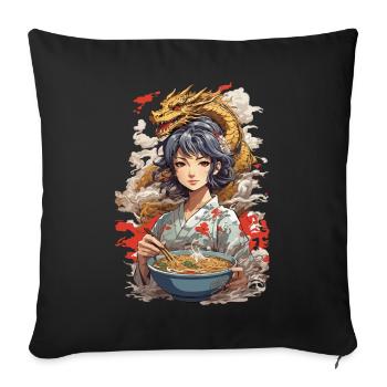 Ramen Soupes Dragon Esthétique & Anime Otaku Art - Housse de coussin décorative 45 x 45 cm - noir - Devant