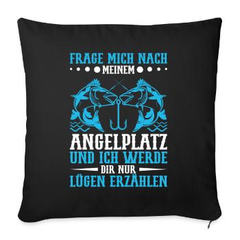 Angelurlaub Angeln Fischen Angelköder - Sofakissenbezug 45 x 45 cm - Schwarz - Vorne