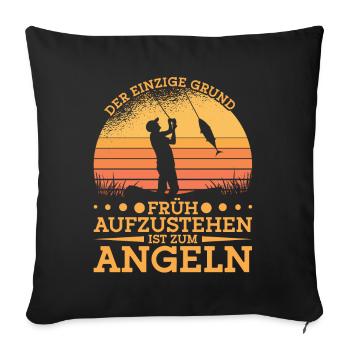 Angler Angelköder Angelhaken Fischen Angeln - Sofakissenbezug 45 x 45 cm - Schwarz - Vorne