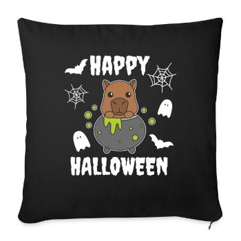 Capybara Happy Halloween Witch's Cauldron Bat - Sofa pillowcase 17,3'' x 17,3'' (45 x 45 cm) - black - Front