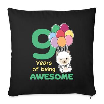 Alpaga pour les enfants de neuf ans de 9 ans - Housse de coussin décorative 45 x 45 cm - noir - Devant