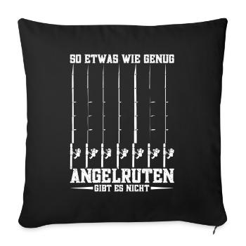Angelrute Fischen Angler Angel - Sofakissenbezug 45 x 45 cm - Schwarz - Vorne