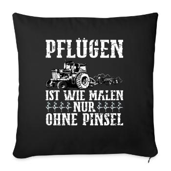 Traktorfahrer Landwirt Hühnerbauer Trecker - Sofakissenbezug 45 x 45 cm - Schwarz - Vorne