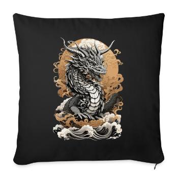 Dragon in ukiyo-e retro art aesthetics style - Sofa pillowcase 17,3'' x 17,3'' (45 x 45 cm) - black - Front