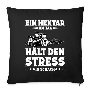 Hektar Landwirt Hühnerbauer Traktorfahrer - Sofakissenbezug 45 x 45 cm - Schwarz - Vorne
