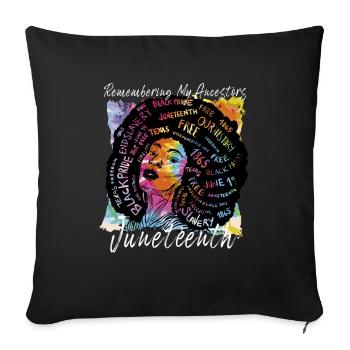 Juneteenth 1865 Remembering My Ancestors - Sofa pillowcase 17,3'' x 17,3'' (45 x 45 cm) - black - Front