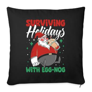 Survivre aux vacances avec la crème glacée Eggnog Men Women - Housse de coussin décorative 45 x 45 cm - noir - Devant