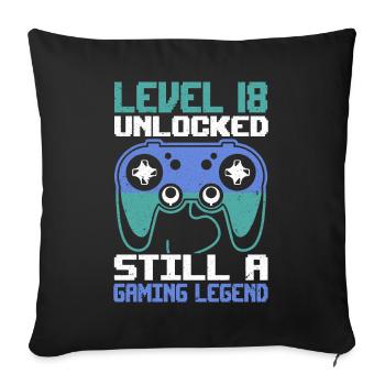 Level 18 Unlocked Still a Gaming Legend Birthday - Sofa pillowcase 17,3'' x 17,3'' (45 x 45 cm) - black - Front