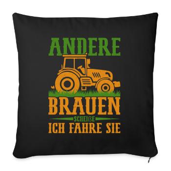 Kuhbauer Gülle fahren Traktorfahrer Landmaschine - Sofakissenbezug 45 x 45 cm - Schwarz - Vorne
