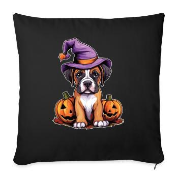 Halloween Witch Hat Pumpkin Dog Boxer - Sofa pillowcase 17,3'' x 17,3'' (45 x 45 cm) - black - Front