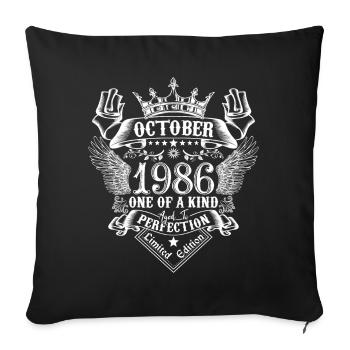 October 1986 anniversary 1986 October - Sofa pillowcase 17,3'' x 17,3'' (45 x 45 cm) - black - Front