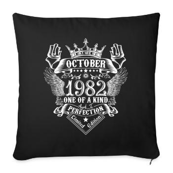 Octobre 1982 anniversaire 1982 Octobre - Housse de coussin décorative 45 x 45 cm - noir - Devant