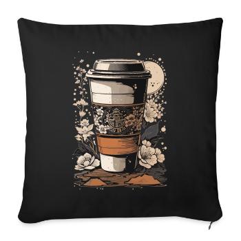 Ukiyo-E Coffee Art Passion Coffee Lover - Sofa pillowcase 17,3'' x 17,3'' (45 x 45 cm) - black - Front