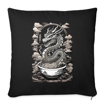 Dragon de Ramen Soup Ukiyo-E Japan Art Style - Housse de coussin décorative 45 x 45 cm - noir - Devant