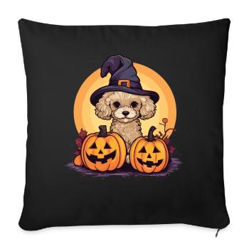 Halloween Witch Hat Pumpkin Dog Poodle - Housse de coussin décorative 45 x 45 cm - noir - Devant