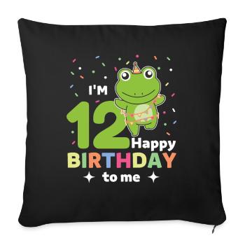 Frog for the 12th birthday for children twelve years - Sofa pillowcase 17,3'' x 17,3'' (45 x 45 cm) - black - Front