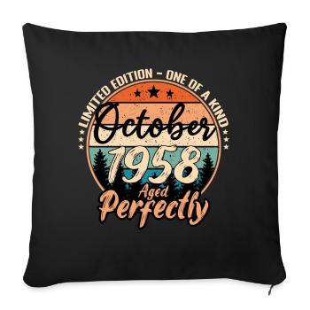 Octobre 1958 anniversaire 1958 légendes Octobre - Housse de coussin décorative 45 x 45 cm - noir - Devant