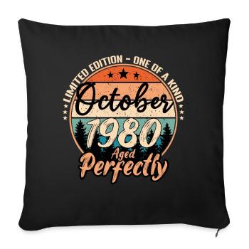 Octobre 1980 anniversaire 1980 légendes Octobre - Housse de coussin décorative 45 x 45 cm - noir - Devant