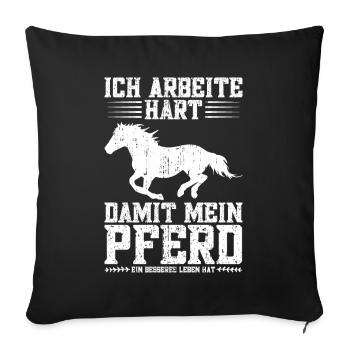 Pferdeliebhaber Reiten Pferde Reiterhof Stall - Sofakissenbezug 45 x 45 cm - Schwarz - Vorne