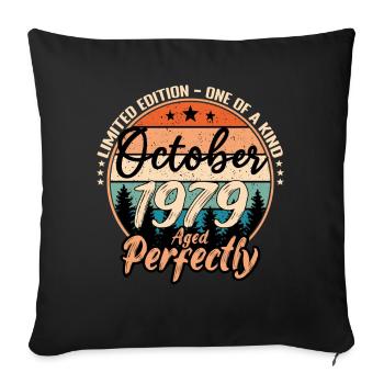 Octobre 1979 anniversaire 1979 légendes Octobre - Housse de coussin décorative 45 x 45 cm - noir - Devant