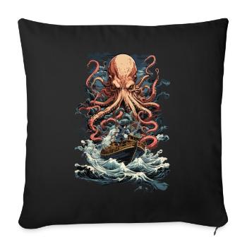 Octopus Sea Monsters Sea et Fisherman Adventure - Housse de coussin décorative 45 x 45 cm - noir - Devant