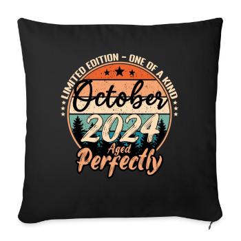 October 2024 anniversary 2024 legends October - Sofa pillowcase 17,3'' x 17,3'' (45 x 45 cm) - black - Front