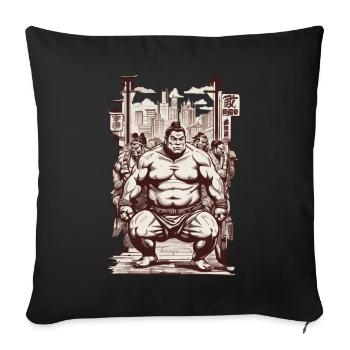 Sumo Vintage Kanji Characters and Martial Arts Design - Sofa pillowcase 17,3'' x 17,3'' (45 x 45 cm) - black - Front