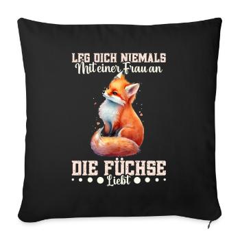 Fuchsliebhaber Fuchs Kuscheltier Füchse - Sofakissenbezug 45 x 45 cm - Schwarz - Vorne