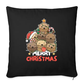 Otter Christmas Tree Merry Christmas - Sofa pillowcase 17,3'' x 17,3'' (45 x 45 cm) - black - Front