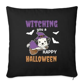 Dalmatiner Hexe Witching you a Happy Halloween - Sofakissenbezug 45 x 45 cm - Schwarz - Vorne