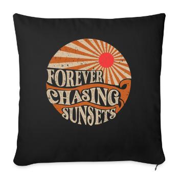 Forever Chasing Sunsets Retro Summer Vacation - Sofa pillowcase 17,3'' x 17,3'' (45 x 45 cm) - black - Front