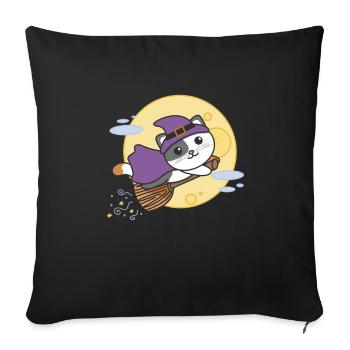 Cat Halloween Witch Kids Witches Costume - Sofa pillowcase 17,3'' x 17,3'' (45 x 45 cm) - black - Front