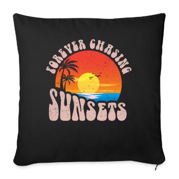 Forever Chasing Sunsets Retro Summer Vacation - Sofa pillowcase 17,3'' x 17,3'' (45 x 45 cm) - black - Front