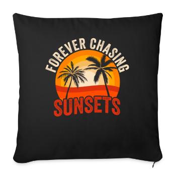 Forever Chasing Sunsets Retro Summer Vacation - Sofa pillowcase 17,3'' x 17,3'' (45 x 45 cm) - black - Front