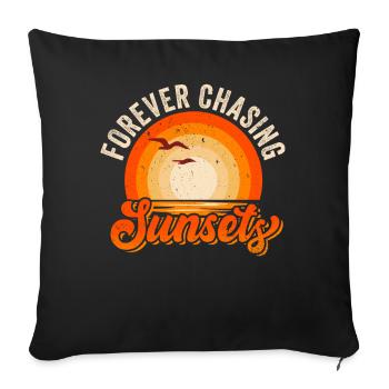 Forever Chasing Sunsets Retro Summer Vacation - Sofa pillowcase 17,3'' x 17,3'' (45 x 45 cm) - black - Front