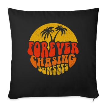 Forever Chasing Sunsets Retro Summer Vacation - Sofa pillowcase 17,3'' x 17,3'' (45 x 45 cm) - black - Front