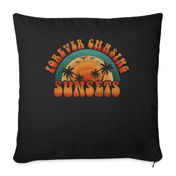 Forever Chasing Sunsets Retro Summer Vacation - Sofa pillowcase 17,3'' x 17,3'' (45 x 45 cm) - black - Front