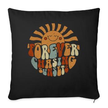 Forever Chasing Sunsets Retro Summer Vacation - Sofa pillowcase 17,3'' x 17,3'' (45 x 45 cm) - black - Front