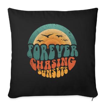 Forever Chasing Sunsets Retro Summer Vacation - Sofa pillowcase 17,3'' x 17,3'' (45 x 45 cm) - black - Front