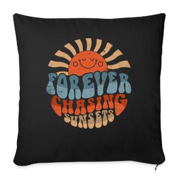 Forever Chasing Sunsets Retro Summer Vacation - Sofa pillowcase 17,3'' x 17,3'' (45 x 45 cm) - black - Front