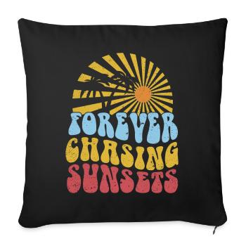 Forever Chasing Sunsets Retro Summer Vacation - Sofa pillowcase 17,3'' x 17,3'' (45 x 45 cm) - black - Front