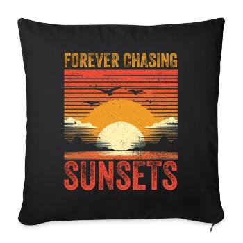 Forever Chasing Sunsets Retro Summer Vacation - Sofa pillowcase 17,3'' x 17,3'' (45 x 45 cm) - black - Front