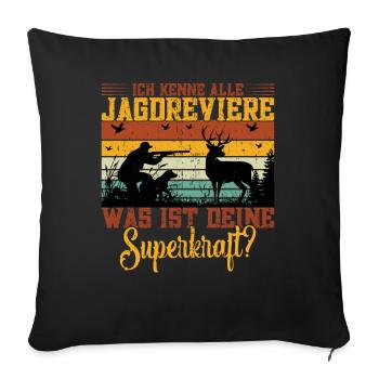 Jagdschein Jagen Motiv Wildschweinjäger Elchjagd - Sofakissenbezug 45 x 45 cm - Schwarz - Vorne