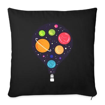 Heißluftballon Raumfahrt Astronaut - Sofakissenbezug 45 x 45 cm - Schwarz - Vorne