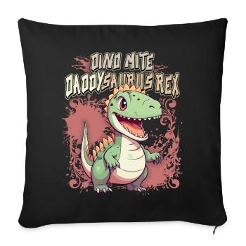 Father's Day, Kawaii Dino Saying, Dinosaur Daddy - Sofa pillowcase 17,3'' x 17,3'' (45 x 45 cm) - black - Front