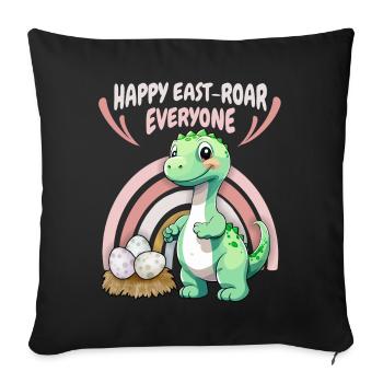 Pâques, dinosaure, bébé Dino avec oeuf de Pâques, dictant - Housse de coussin décorative 45 x 45 cm - noir - Devant